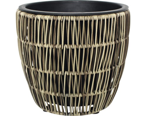 Pot de fleurs Lafiora rotin synthétique Ø 25 H 23 cm marron clair Pot de fleurs en rotin