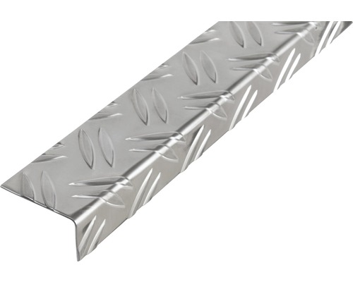 Profilé d’angle Aluminium argent 53,6 x 29,5 x 1,5 mm , 2 m Profil de bordure d''escalier en aluminium avec motif de tôle larmée