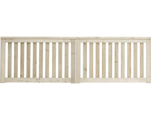 Portail double Konsta Girona sans fraisage pour serrure 300 x 90 cm naturel Deux éléments de clôture en bois avec des lattes verticales