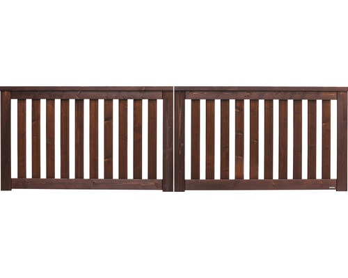 Portail double Konsta Girona sans fraisage pour serrure 300 x 90 cm marron