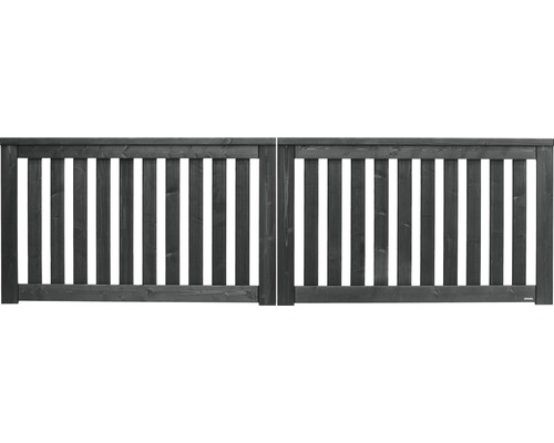 Portail double Konsta Girona sans fraisage pour serrure 300 x 90 cm anthracite Portail double en bois pour clôture de jardin