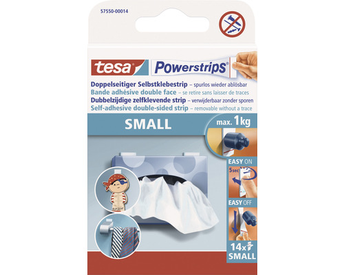 tesa Powerstrips doppelseitiger Selbstklebestrip Small 14x34 mm max. 2 kg 14 Stück
