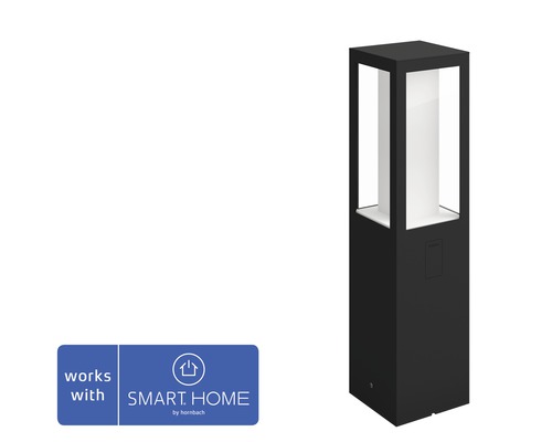 Philips Hue Sockelleuchte Impress 8 W - Kompatibel mit SMART HOME by hornbach Schwarze Wegeleuchte für den Aussenbereich mit Smart Home Kompatibilität
