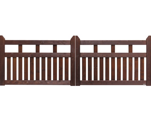 Portail double Konsta Elda sans fraisage pour serrure 300 x 100 cm marron Double portail en bois pour clôture de jardin