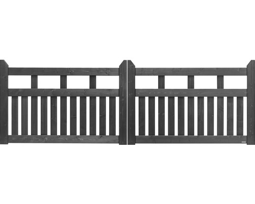 Portail double Konsta Elda sans fraisage pour serrure 300 x 100 cm anthracite Portail double en bois pour clôture de jardin