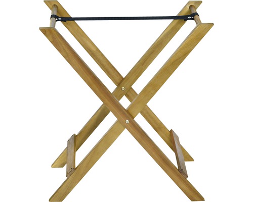 Holztablettständer mit schwarzem Gurt