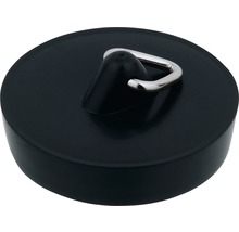 Bonde de lavabo en caoutchouc noir avec anneau