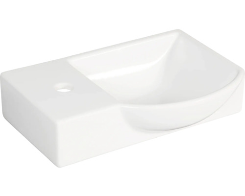 form&style Möbel-Waschtisch FELINA rechts 45 cm Keramik weiss ohne Armatur Keramikwaschbecken mit Hahnloch