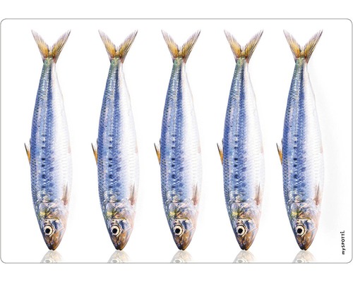 Paroi arrière de cuisine mySPOTTI Poisson 59x41 cm Paillasson décoratif avec motif de sardines