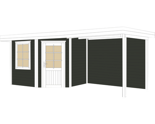 Holzgartenhaus mit Fenster und Tür