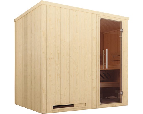 Holzsauna mit Glastür