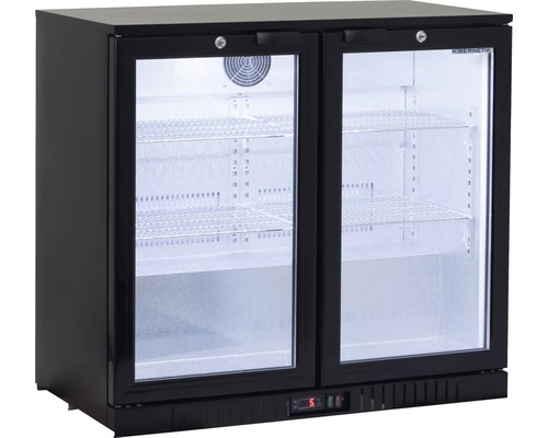Getränkekühlschrank mit zwei Glastüren und Regalen