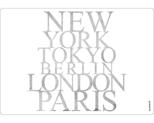 Küchenrückwand mySPOTTI pop New York 59x41 cm New York, Tokio, Berlin, London, Paris Schriftzug