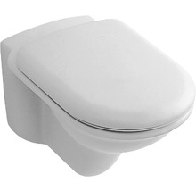 WC suspendu en céramique avec couvercle de toilette fermé.