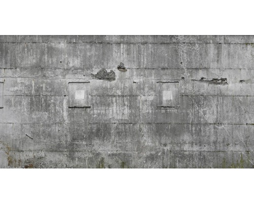 Papier peint panoramique intissé 445503 Factory IV aspect pierre gris 12 pces 300 x 558 cm Mur en béton endommagé avec cavités rectangulaires