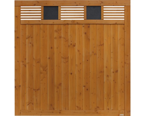 Hauptelement Konsta Latina 180 x 180 cm douglasie kirschbaumfarben lasiert Holzzaun-Element mit Sichtschutz und horizontalen Latten