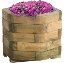 Hochbeet aus Holz mit Blumen