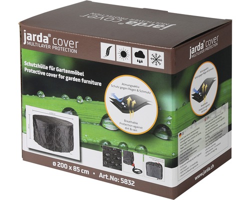 Housse de protection Jarda pour ensemble de sièges Ø 200 H 85 cm anthracite Emballage d''une housse de protection pour meubles de jardin, 200 x 85 centimètres