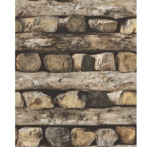 Tapete mit Holzstapel-Optik
