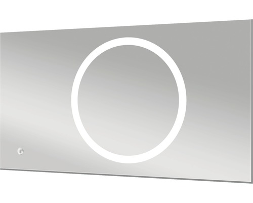 Rechteckiger Spiegel mit kreisförmiger Beleuchtung