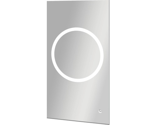 Rechteckiger Spiegel mit integrierter runder Beleuchtung