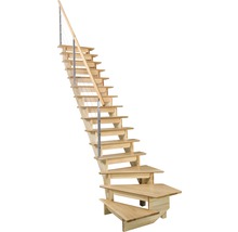 Escalier en bois avec rampe en métal