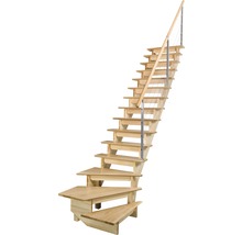 Escalier en bois avec rampe et câbles en acier