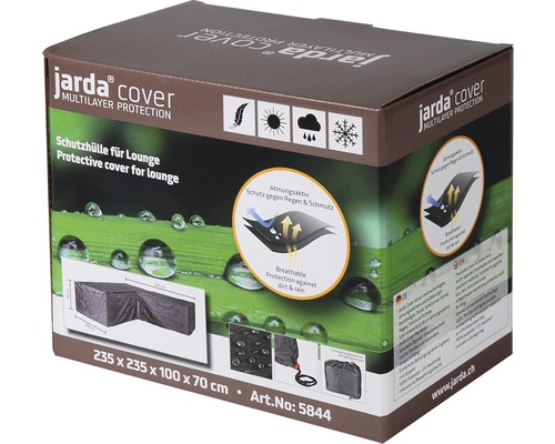 Housse de protection Jarda pour salon en forme de L 235x100x70 cm anthracite Emballage d''une housse de protection pour mobilier de salon de jardin