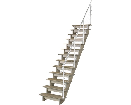 Holztreppe mit Metallgeländer für den Innenbereich