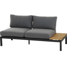 Canapé de jardin avec espace de rangement en bois et coussins gris