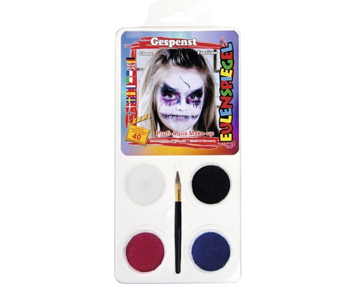 Kinderschminkpalette mit Farben und Pinsel für ein Geister Make-up