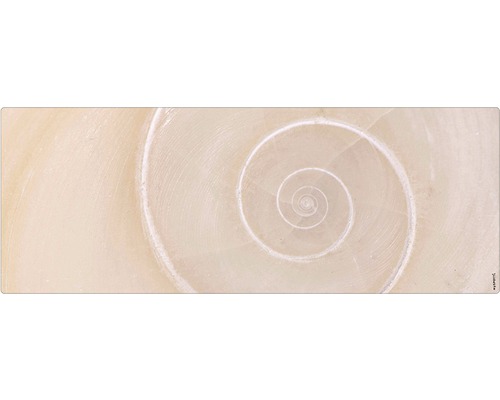 Paroi arrière de salle de bains mySPOTTI aqua escargot 120x45 cm Gros plan d''une décoration en spirale