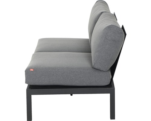 Fauteuil de jardin avec coussins gris et cadre en métal
