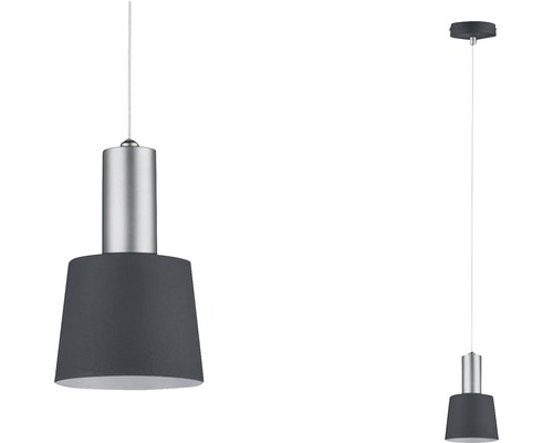 Lampe suspendue Neordic Haldar chrome mat/gris foncé 1 ampoule E14