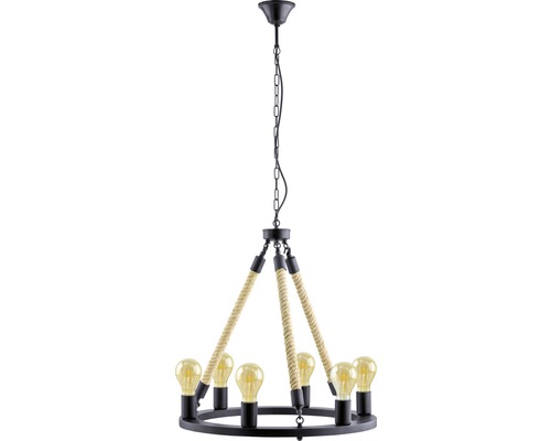 Lampe suspendue 6 ampoules Ø 560 mm Findlay noir