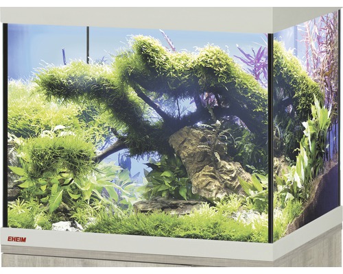 Aquarium EHEIM, bassin en verre GB 82 vivalineLED 126 81x36x40 cm uniquement avec cache supérieur chêne gris sans éclairage et autre technique sans contenu