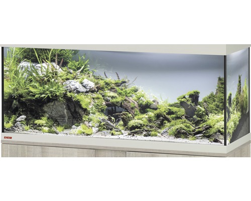 Aquarium EHEIM, bassin en verre GB 123 vivalineLED 240 121x41x54 cm uniquement avec cache supérieur chêne gris sans éclairage et autre technique sans contenu