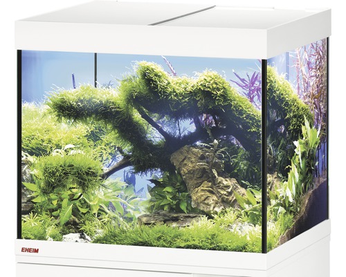 Aquarium EHEIM Vivaline 150 avec éclairage à LED, chauffage, filtre sans meuble bas blanc