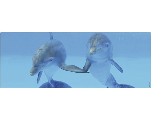 Paroi arrière de salle de bains mySPOTTI aqua Delphin 120x45 cm Deux dauphins dans l''eau