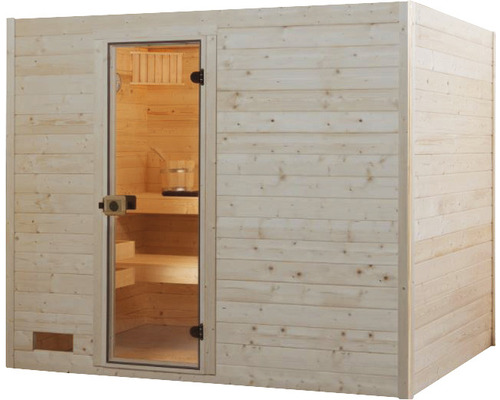 Sauna en bois avec porte en verre pour l''intérieur