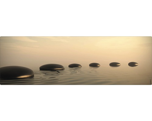 Badrückwand mySPOTTI aqua Aqua stone 140x45 cm Dekoratives Wandbild mit Steinen auf Wasser