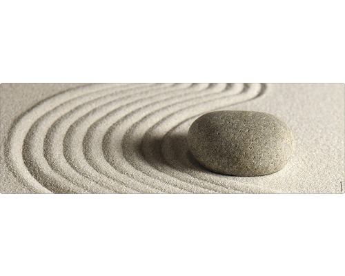 Paroi arrière de salle de bains mySPOTTI aqua Aqua Zen 140x45 cm Jardin zen avec pierre et sable ratissé