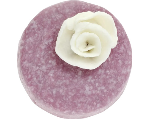 Festes Shampoo mit Blumendekoration