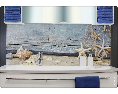 Küchenrückwand mit Strandmotiv im Badezimmer