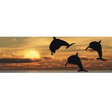 Tapis de souris avec motifs de dauphins et coucher de soleil