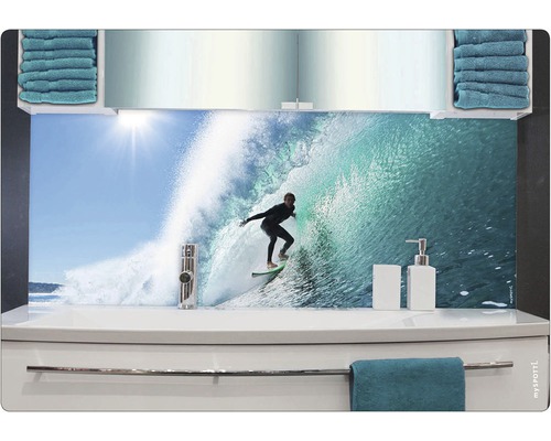 Paroi arrière de salle de bains mySPOTTI aqua Surfing USA 140x45 cm Paroi arrière de salle de bains mySPOTTI aqua Surfing USA 140x45 cm
