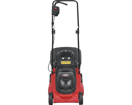 Tondeuse à gazon électrique en rouge et noir