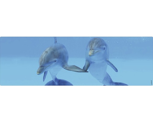 Paroi arrière de salle de bains mySPOTTI aqua Delphin 140x45 cm Image décorative de deux dauphins sous l''eau