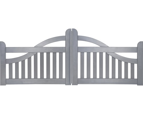 Portillon double Konsta arc sans fraisage de serrure 300 x 95 cm gris clair Portail de jardin en bois gris