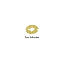 Grusskarte mit Lippenabdruck und der Aufschrift Happy Birthday Kiss